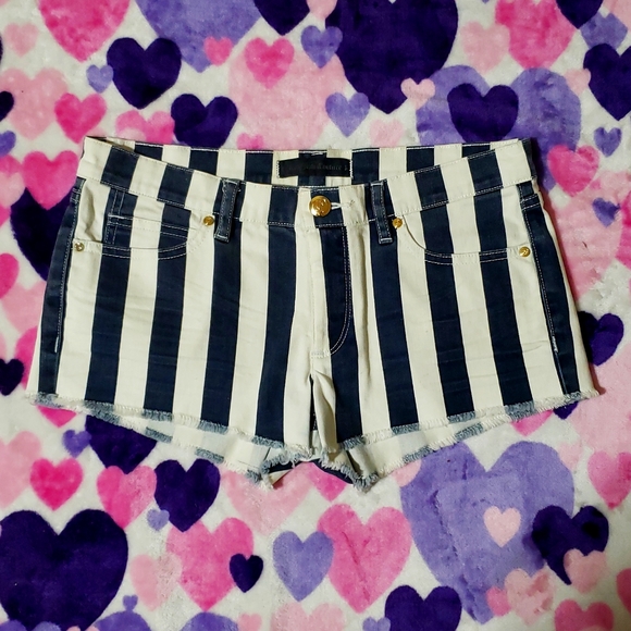 Juicy Couture Pants - Vintage Y2K Juicy Couture Nautical White&Navy Vertical Striped Shorts